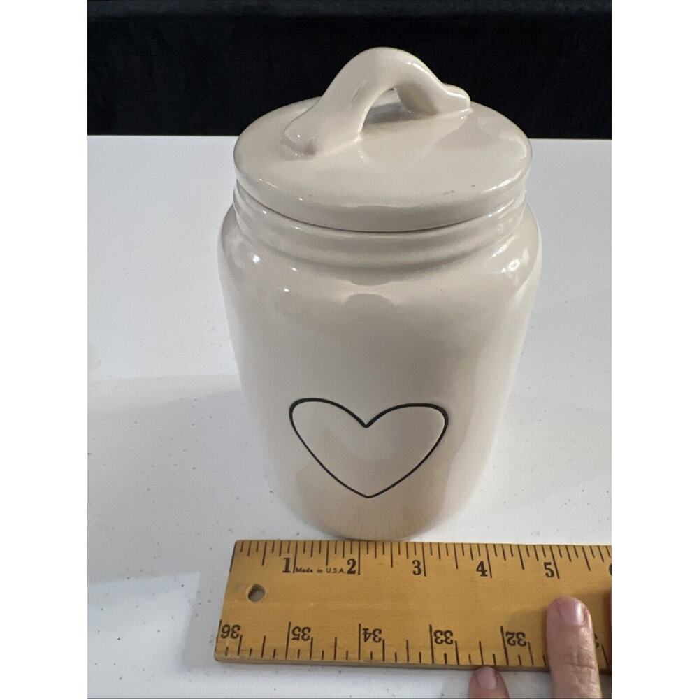 Rae Dunn Baby Canaster Black Heart lid jar ceramic - Picture 5 of 5